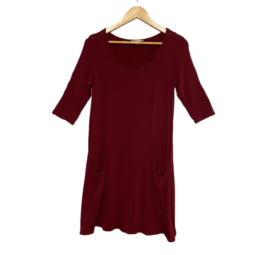 Rolla Coster burgundy dress 3/4 length sleeves and pockets